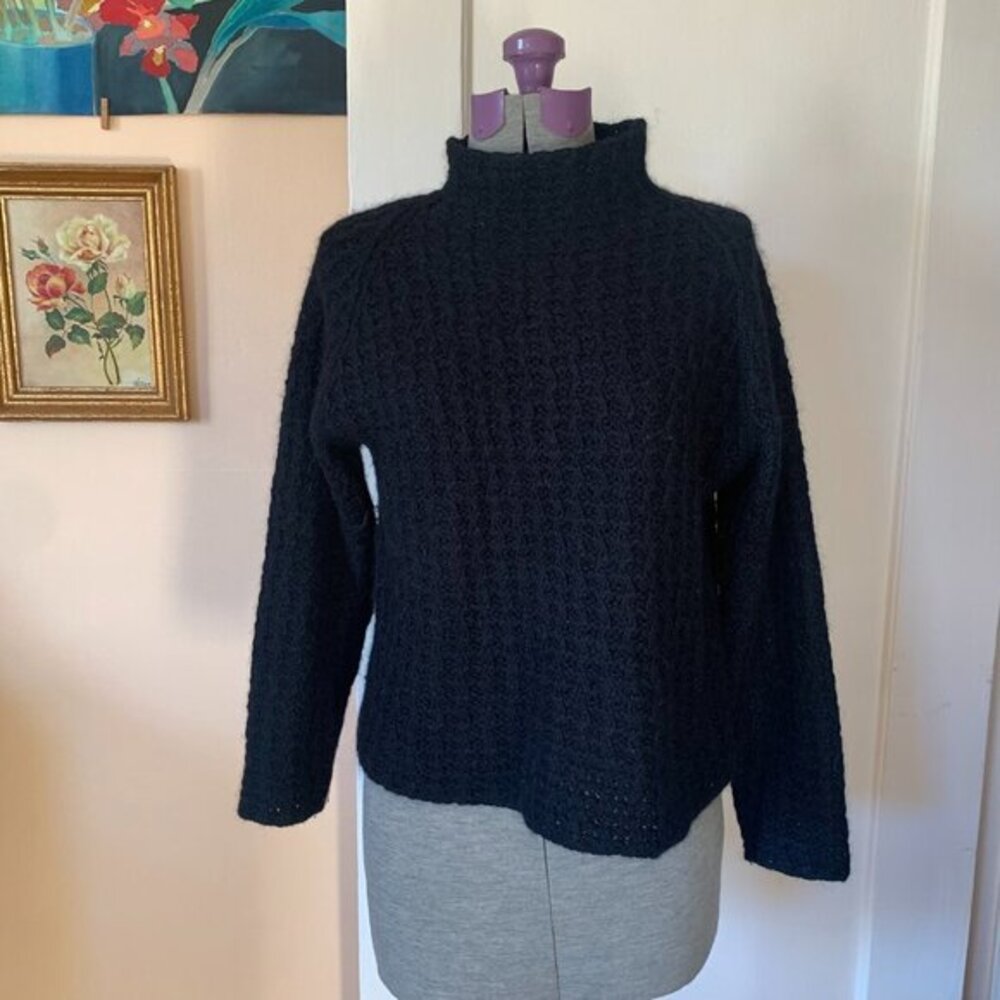 Mossimo‎ Black Angora Wool Blend Mock Neck Knit Sweater XL